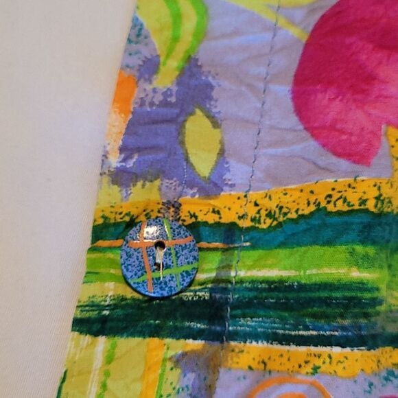 VINTAGE HAWAII NEON BRIGHT FLORAL SLIT HAWAIIAN PINK YELLOW MAXI DRESS XS SMALL - Picture 14 of 16